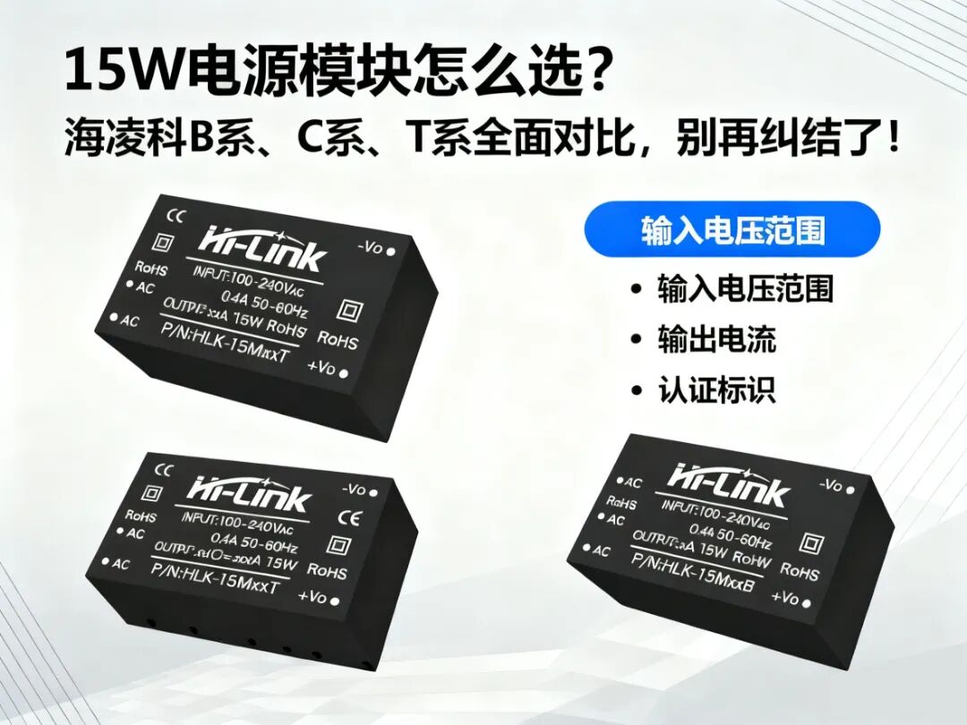 15W系列AC-DC电源模块怎么选？海凌科B系、C系、T系全面对比，别再纠结了！