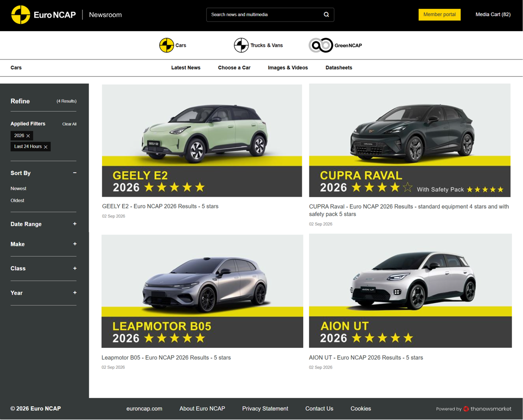 Euro NCAP 2026新规程结果出炉!经纬恒润IFC助力两款中国车型获五星